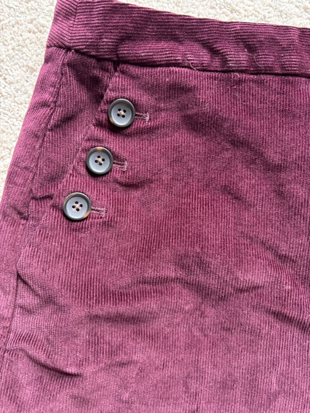 Banana Republic Corduroy Burgundy Mini Skirt with Button Detail - Picture 4 of 5